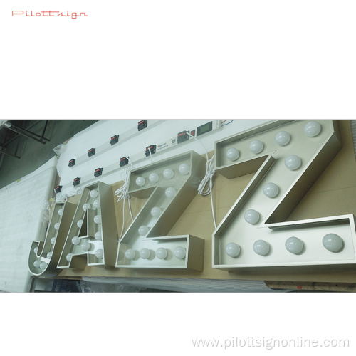 Custom stainless steel letters bulb front illuminated sign